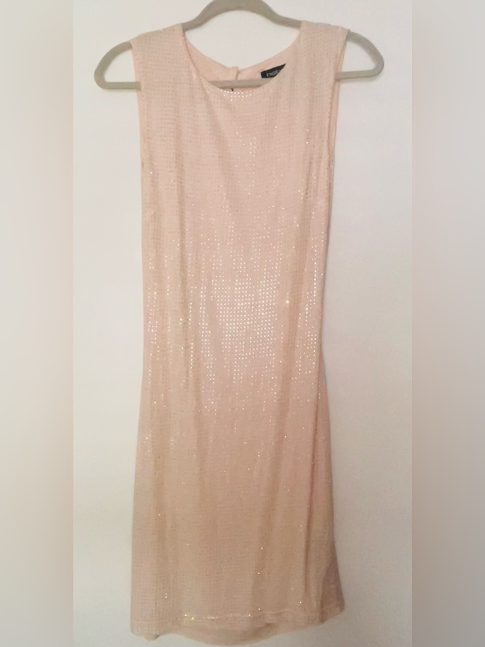 Bebe Sequin Embellished Blush Cocktail Dress